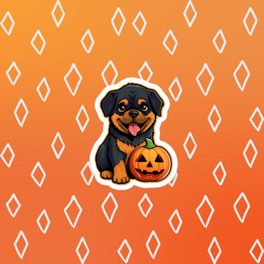 Rottweiler with Pumpkin Sticker