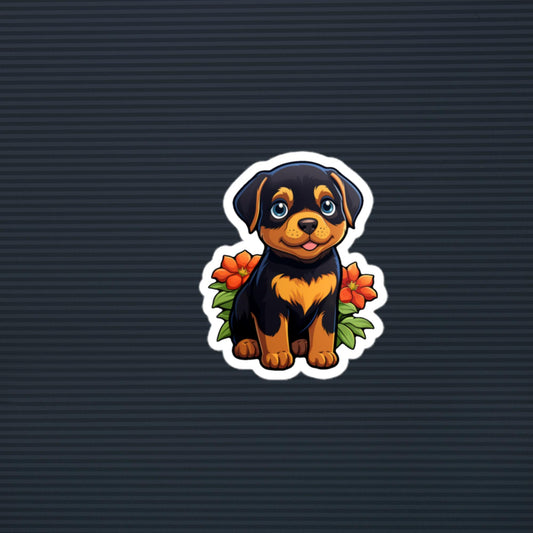 Rottweiler with Flowers 2 Sticker