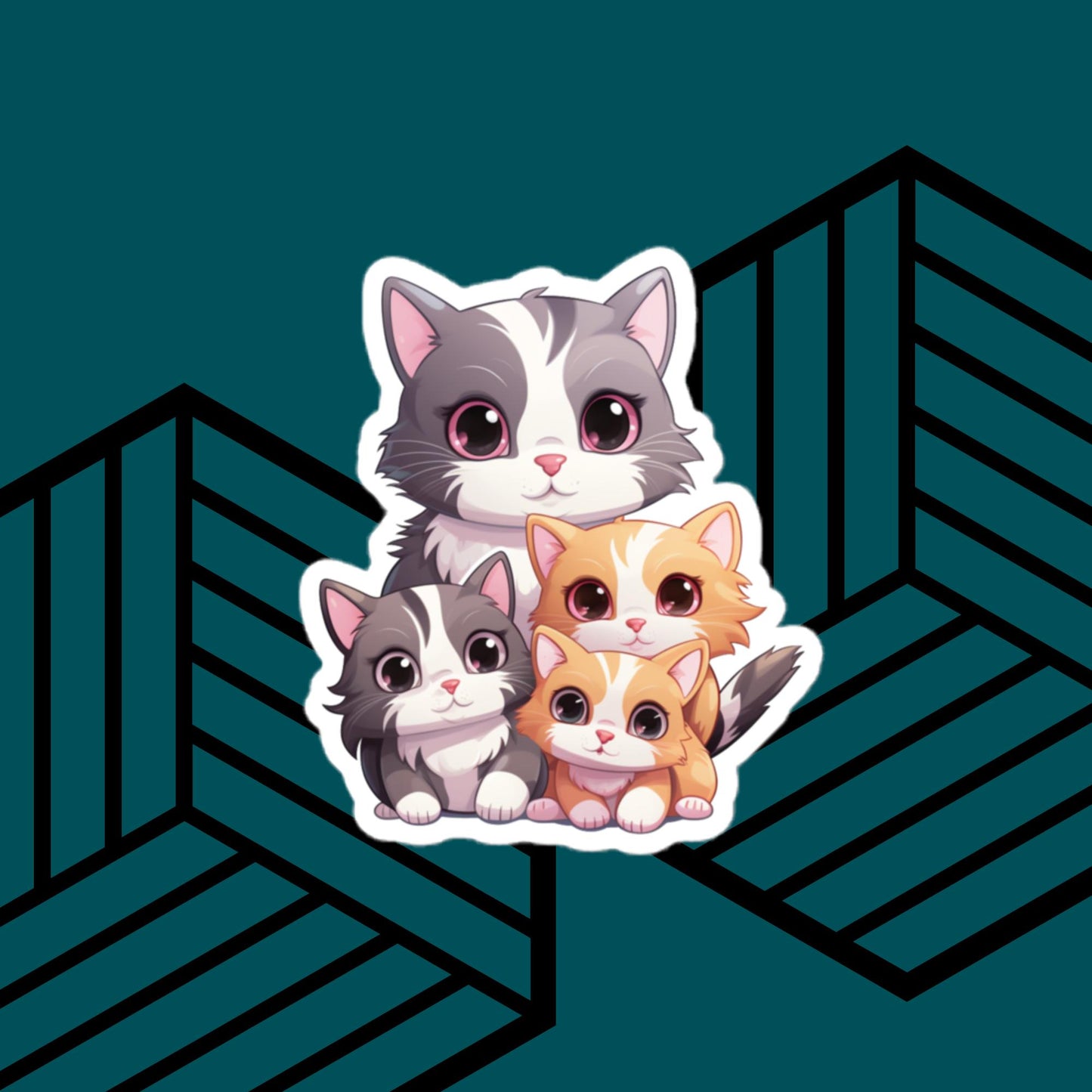 Cute Cat Family Sticker