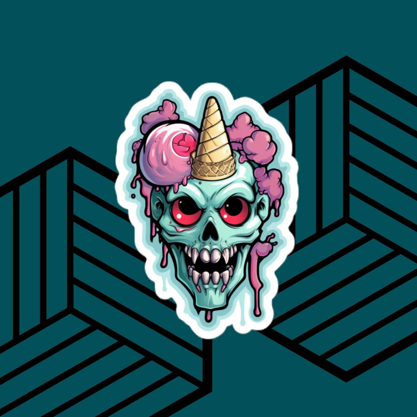 Zombie Ice Cream Cone Sticker