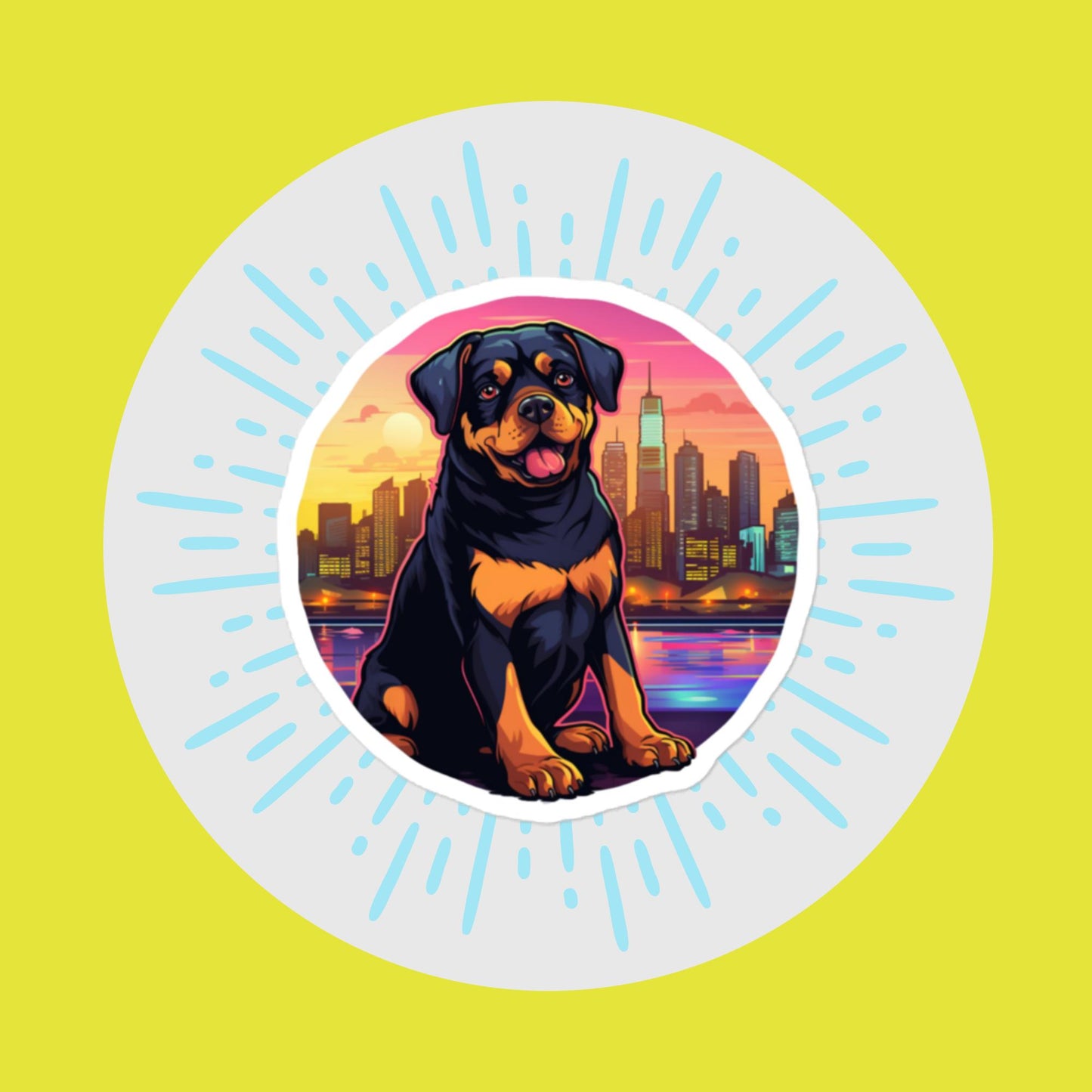 Rottweiler Neon 2 Sticker