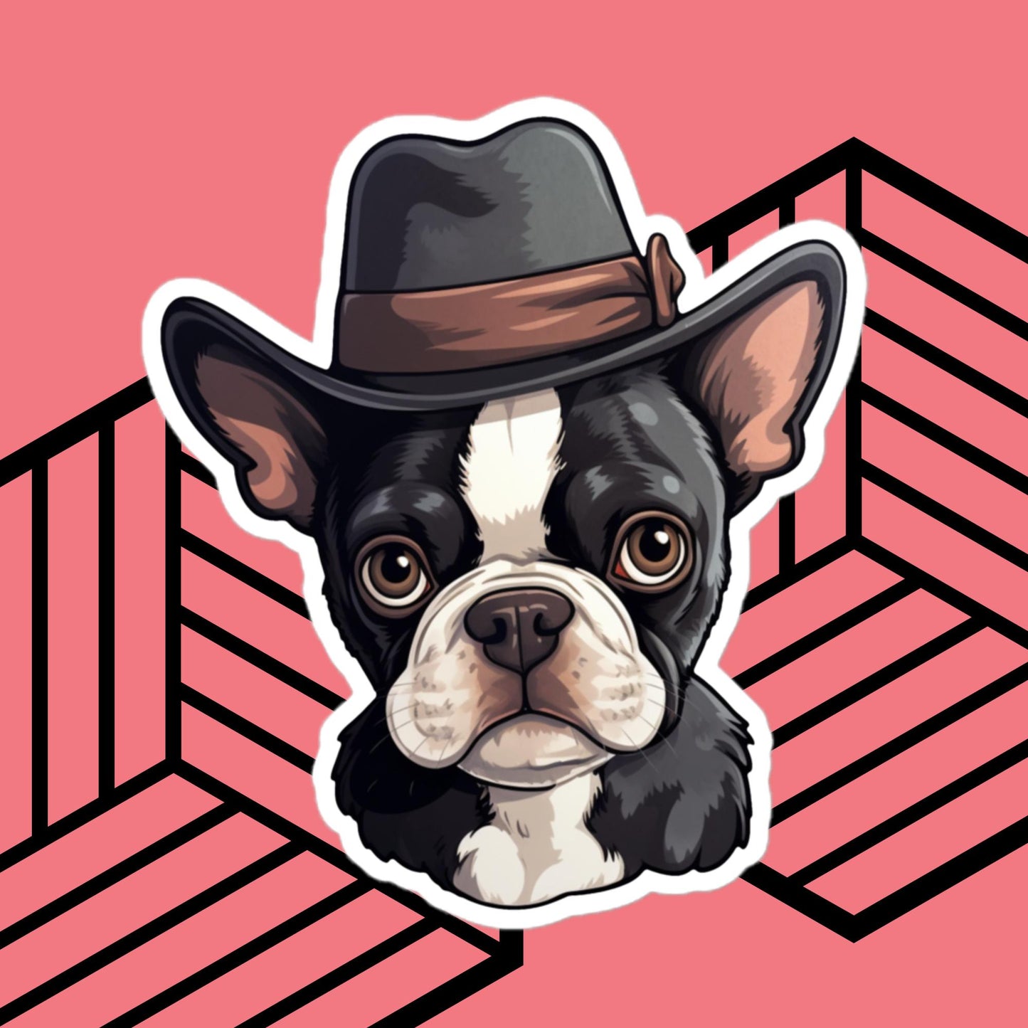 Boston Terrier Hat Sticker