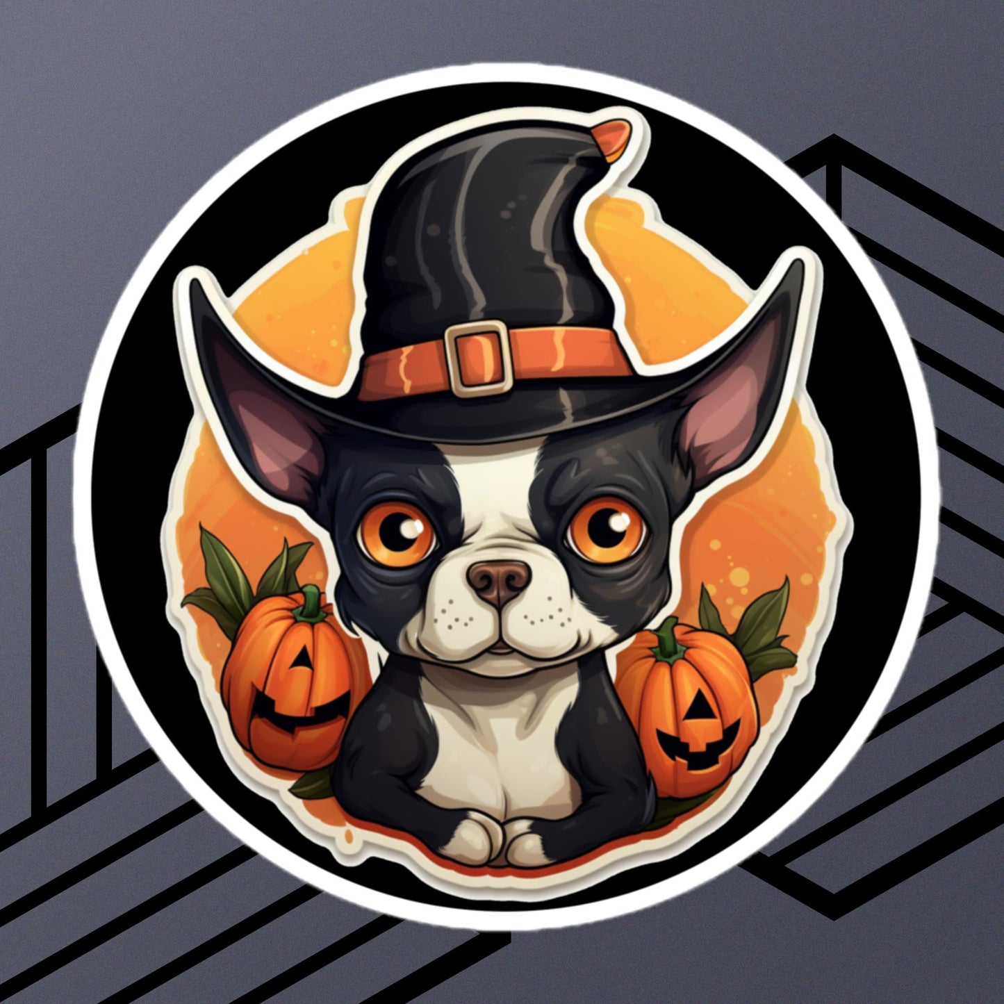 Cute Boston Terrier Halloween Sticker