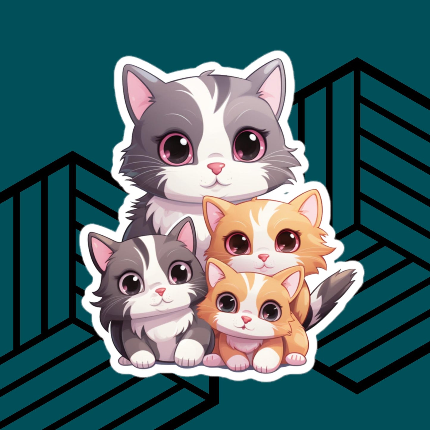 Cute Cat Family Sticker