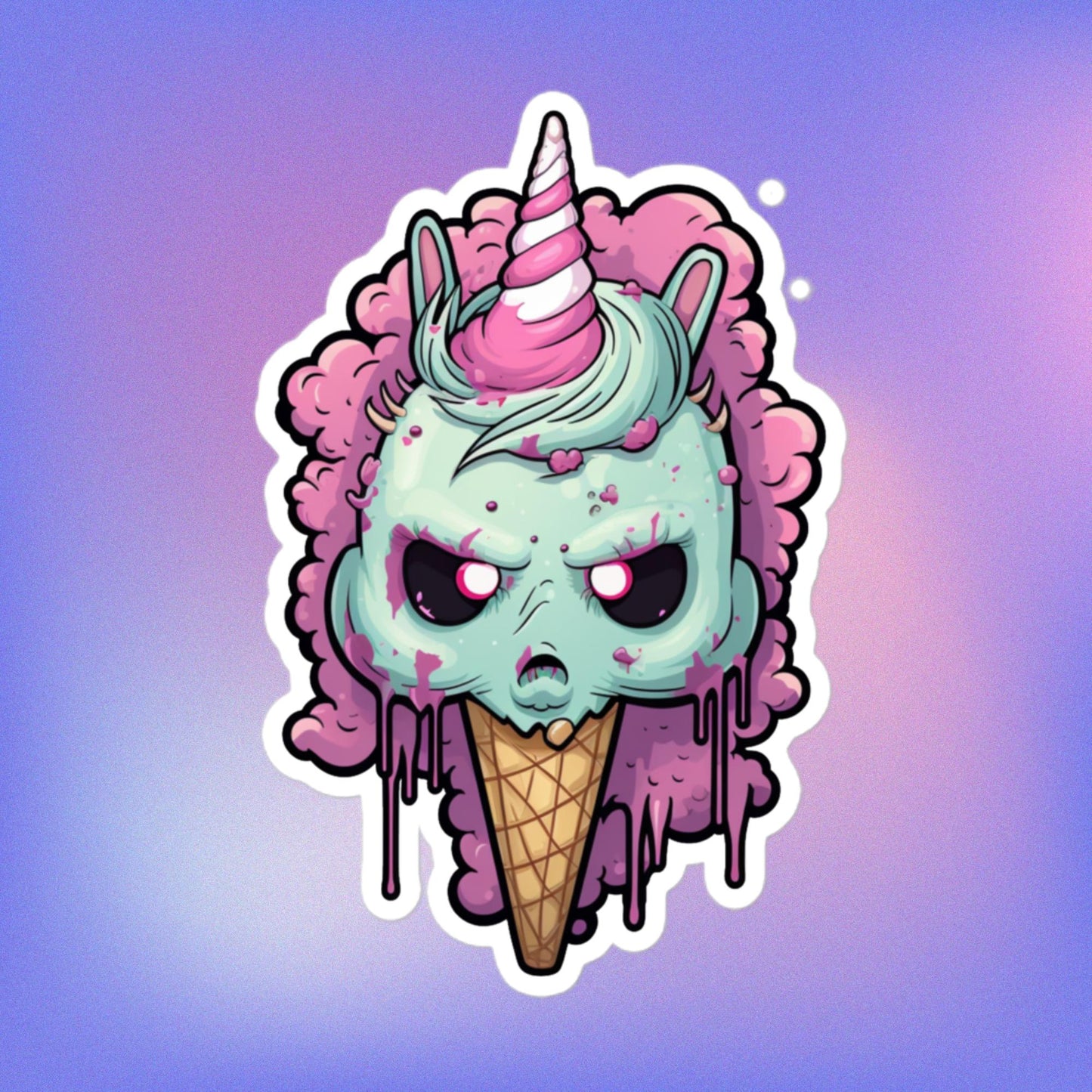 Zombicorn Ice Cream Cone Sticker